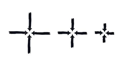 Straight arrows point to common center bold thick stroke graphic element set 스톡 일러스트