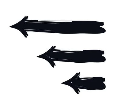 Straight arrows pointing left bold thick stroke graphic element set 스톡 일러스트