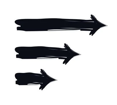 Straight arrows pointing right bold thick stroke graphic element set Illustrazione stock