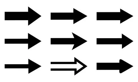 Straight Black Arrow Set イラスト素材