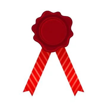Straight Bright Red Ribbons With Empty Rosette In The Center Vector Illustration イラスト素材