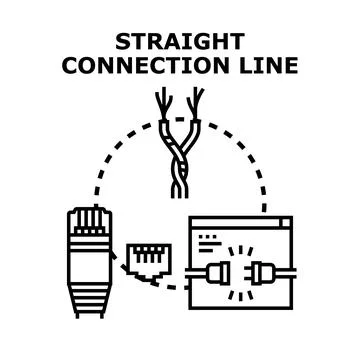 Straight connection line for network cable connectivity Stock Illustration