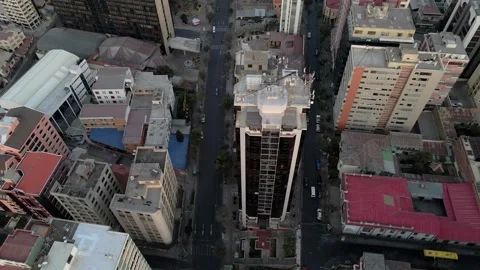 Straight-down aerial of building blocks in La Paz, Bolivia with dramatic Stock-Footage 306278473