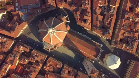 Straight Down Aerial Top View of Florence Cathedral (Duomo), Italy Video stock 348219367