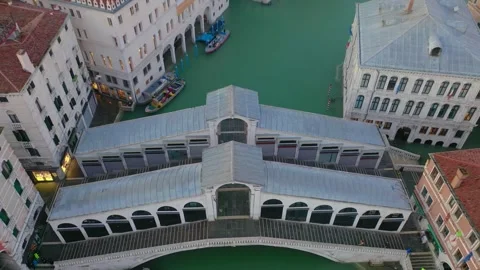 Straight-Down Aerial Top View of Rialto Bridge and Grand Canal, Venice Video stock 348239037