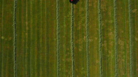 Straight down aerial view of Grass Cutting UK Stock Footage 61741105