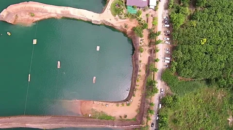 Straight Down View Spinning Over Quarry Lake 库存影片 55291436