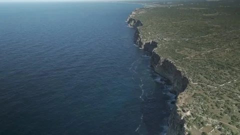 Straight Drone Flight Between Menorca Coast and Mediterranean Sea Stock-Footage 344182954