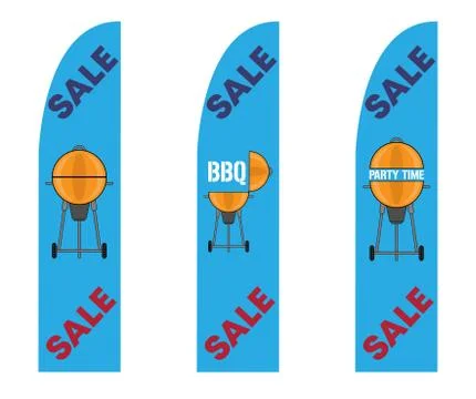 Straight Feather Flags for BBQ Party Sale Stock Illustration
