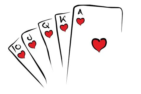 Straight flush - Hearts Stock Illustration