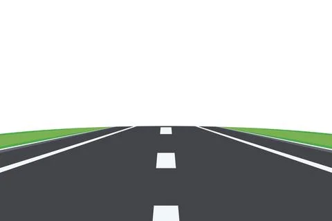 Straight Highway Road with Perspective, Vector Illustration. Flat Cartoon Stock Illustration