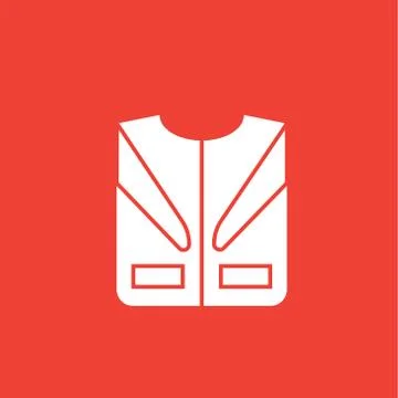 Straight jacket icon,flat vector sign isolated on red background. Simple vect Stock Illustration