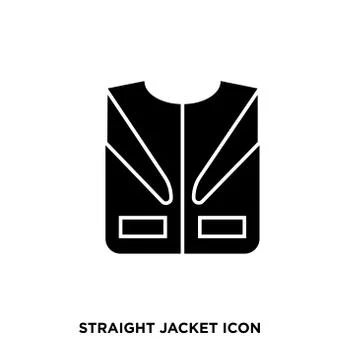 Straight jacket icon,flat vector sign isolated on white background. Simple ve Stock Illustration