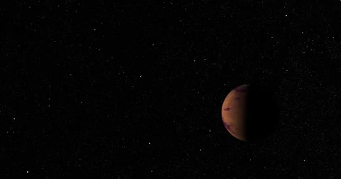 Straight-line dolly away from Mars at 180 degrees longitude Stock Footage 83522218