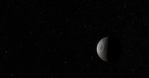 Straight-line dolly away from Mimas. Stock Footage 83460318