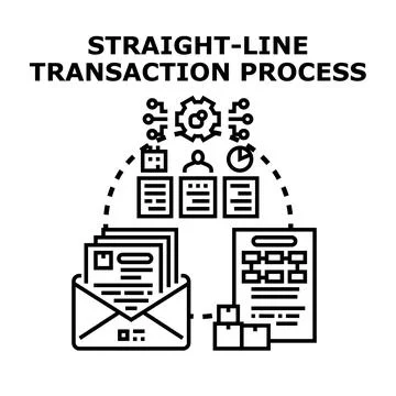 Straight line transaction process management and business automation Stock Illustration