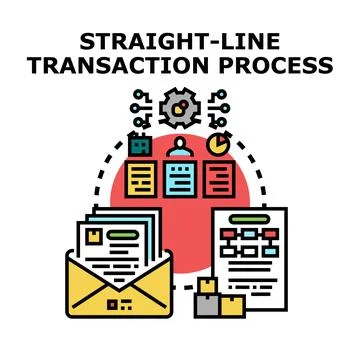 Straight line transaction process management and business automation Stock Illustration