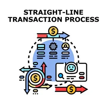 Straight line transaction processing concept vector illustration Stock Illustration