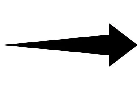 Straight long right vector arrow icon. Black long arrow pointing right sign. Stock Illustration