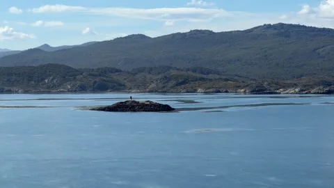 Straight of Magellan Lighthouse on Small Island Scenic Cruising From Cruise.. Stock Footage 336925871