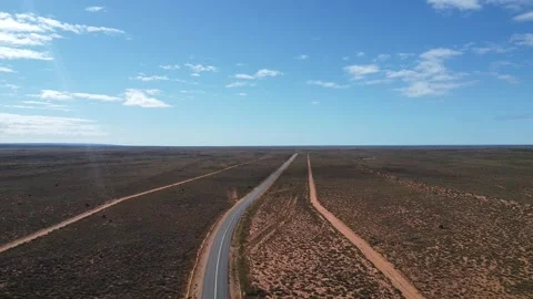 Straight Outback Road Through Desert in Western Australia, Aerial Drone View Vídeos de archivo 336384832