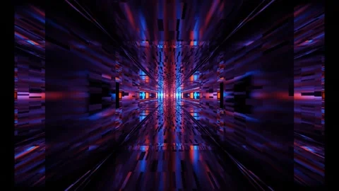 Straight Parallel Glowing Light Panel Portal 4k uhd 3d rendering vj loop Video stock 140466269