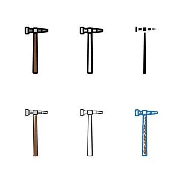 Straight peen diversity hammer tool color icon vector Stock Illustration