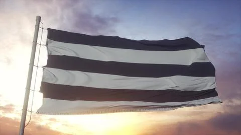 Straight pride flag waving in the wind, sky and sun background. 3d rendering Stock Illustration