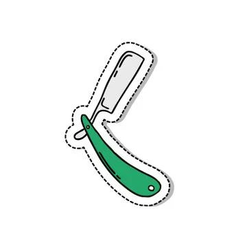 Straight razor doodle icon, vector sticker illustration イラスト素材