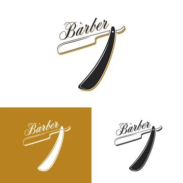 Straight razor icon logo Stock Illustration
