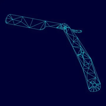 Straight razor low poly triangulation triangulated polygonal electric cyan bl Stock Illustration
