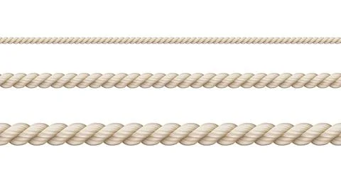 Straight realistic vector ropes on a white background. Decorative rope. 스톡 일러스트