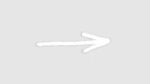 Straight right pointing hand drawn white arrow doodle animation on transparent Vídeos de archivo 337121128