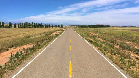 Straight road in the flatlands Stock Footage 114324340