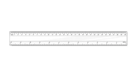 Straight ruler thirty cm. Vector math geometry transparent plastic ruler Stock Illustration