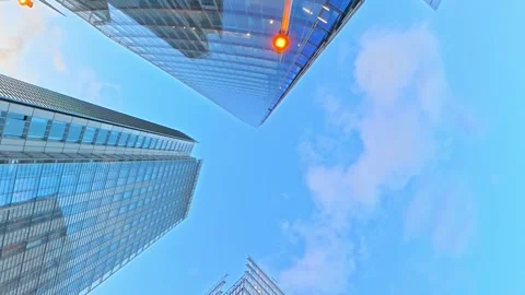 Straight Up To Sky and Clouds Through Central London City Stock Footage 328832153
