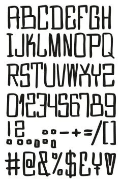 Straight &amp; Square Freehand Vector Font Stock Illustration