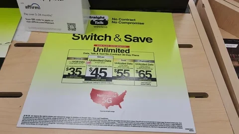Straight Talk Switch and Save Signage Phone Stock Footage 254819231