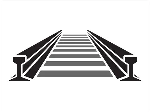 Straight Train track perspective view Stock Illustration