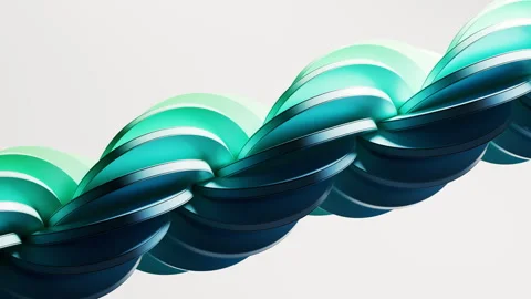 Straight twine rope line with round shapes, 3d rendering. Stock Footage 336830612