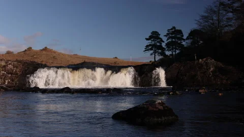 Straight on View of Aasleagh Falls, Erriff. Ireland. 4K60 Stock-Footage 239400315