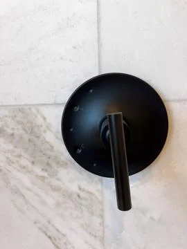 Straight-On View of Shower Handle Stock Photos