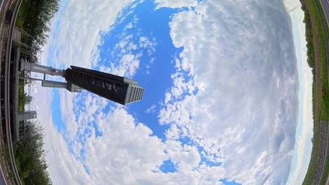 Straight UP View to Sky and Clouds During Long British Road Travel Stock Footage 333707454