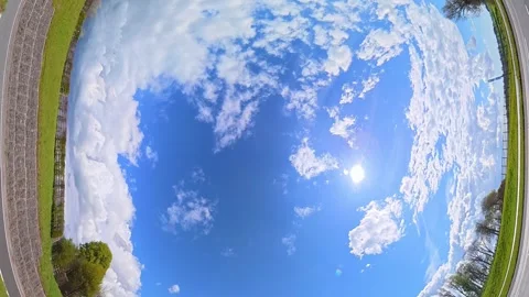 Straight UP View to Sky and Clouds During Long British Road Travel Stock-Footage 333707717