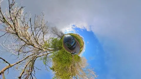 Straight UP View to Sky and Clouds During Long British Road Travel Stock Footage 333710324