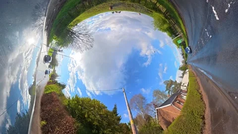 Straight UP View to Sky and Clouds During Long UK Road Travel Stock Footage 333713658