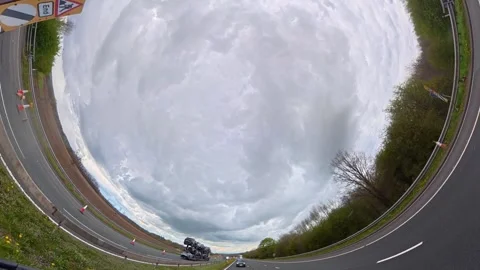 Straight UP View to Sky and Clouds During Long UK Road Travel Stock Footage 333719521