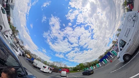 Straight UP View to Sky and Clouds During Long UK Road Travel Stock Footage 333740269