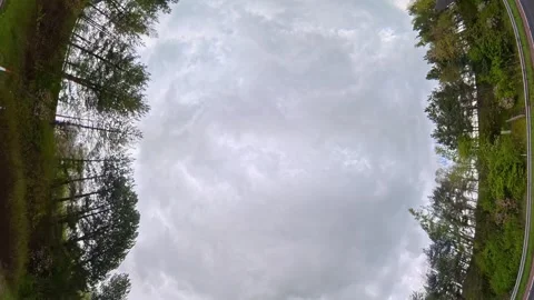 Straight UP View to Sky and Clouds During Long UK Road Travel Stock Footage 333748408
