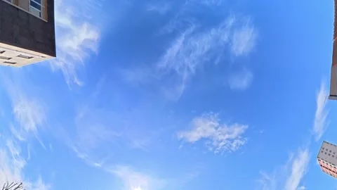 Straight UP View to Sky and Clouds During Long UK Road Travel Stock Footage 334063997